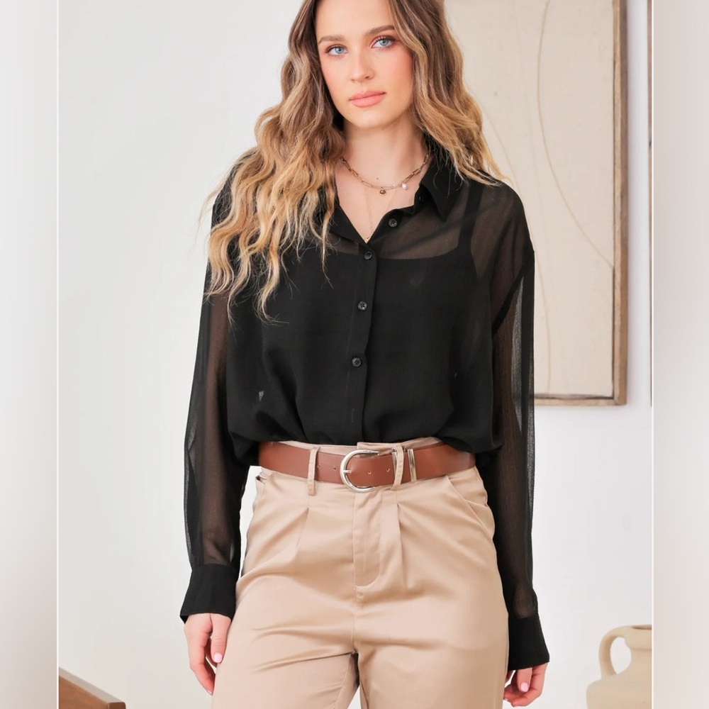 Mustard Seed Black Sheer Bodysuit